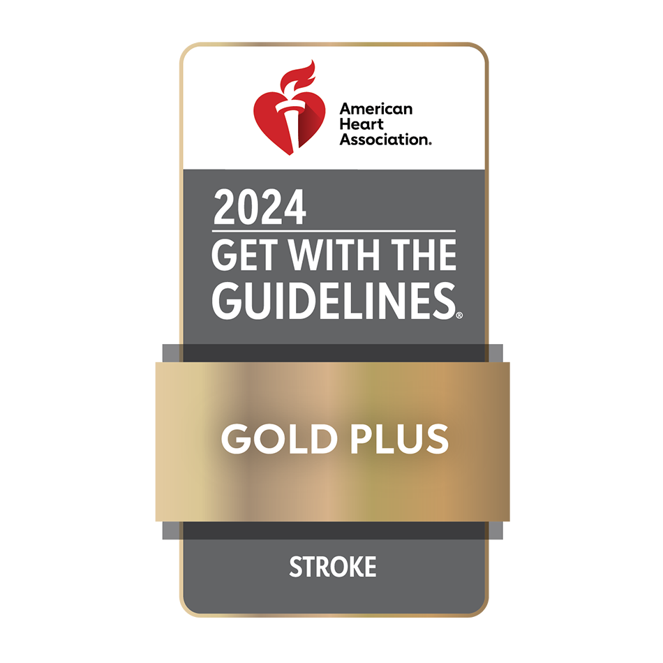 2024 American Heart Association Get With The Guidelines Gold Plus Stroke award logo