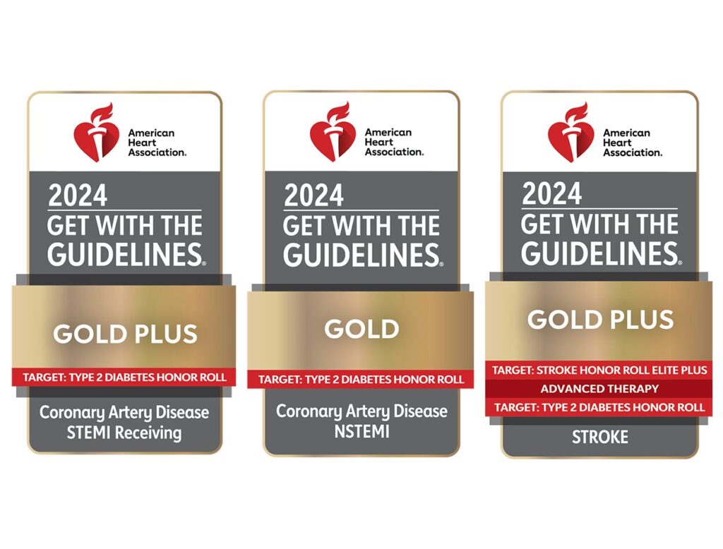 2024 American Heart Association Get With The Guidelines STEMI Gold Plus with Target Type 2 Diabetes, NSTEMI Gold Target Type 2 Diabetes, Stroke Gold Plus with Target Stroke Honor Roll Elite Plus, Advanced Therapy, Target Type 2 Diabetes