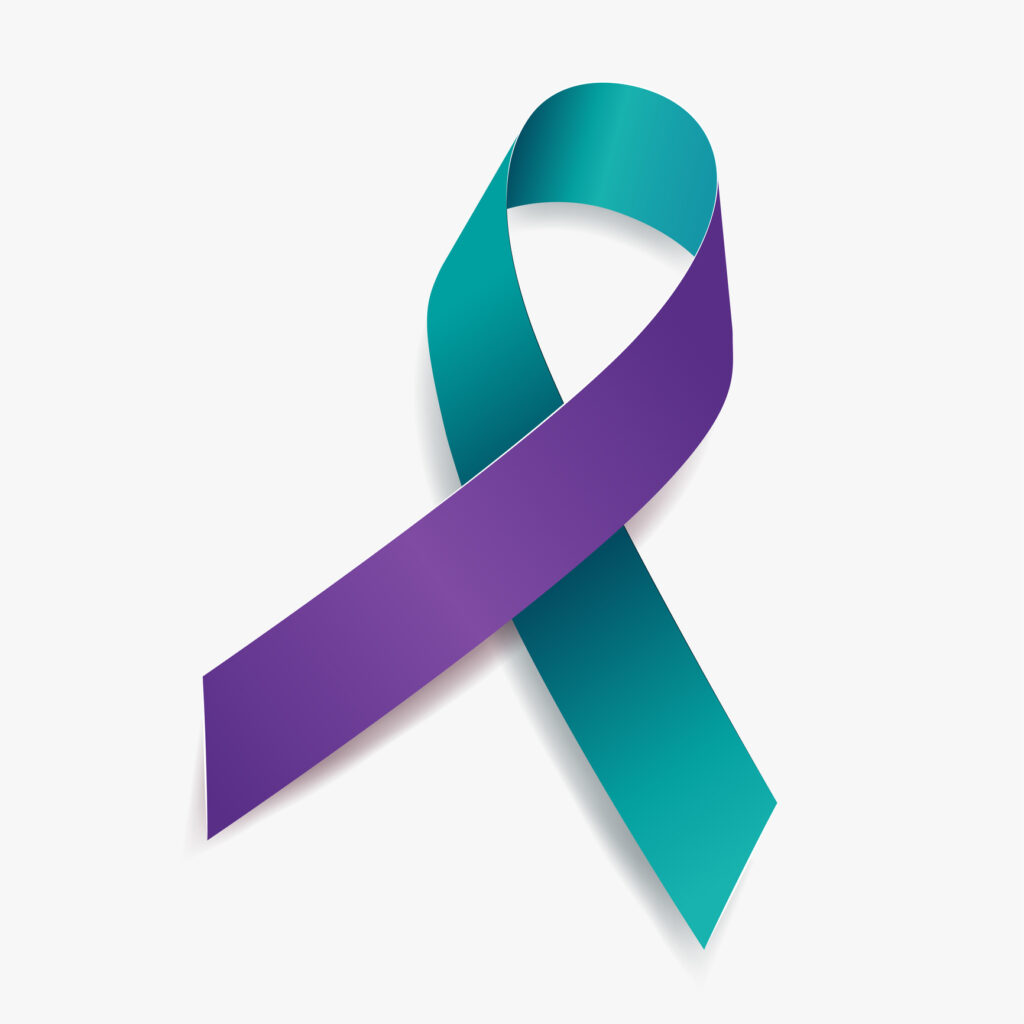 teal and purple awareness ribbon